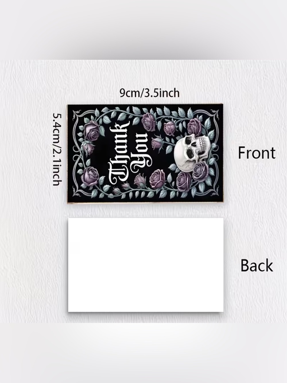 Thank You Gothic Skull & Lavender Rose Cards - Set of 25 - Picture 2 of 6